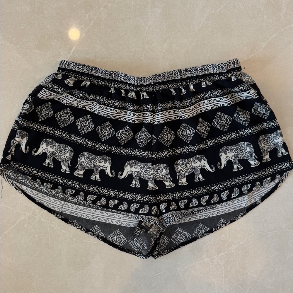 Forever 21 Black and White Elephant Pattern Shorts